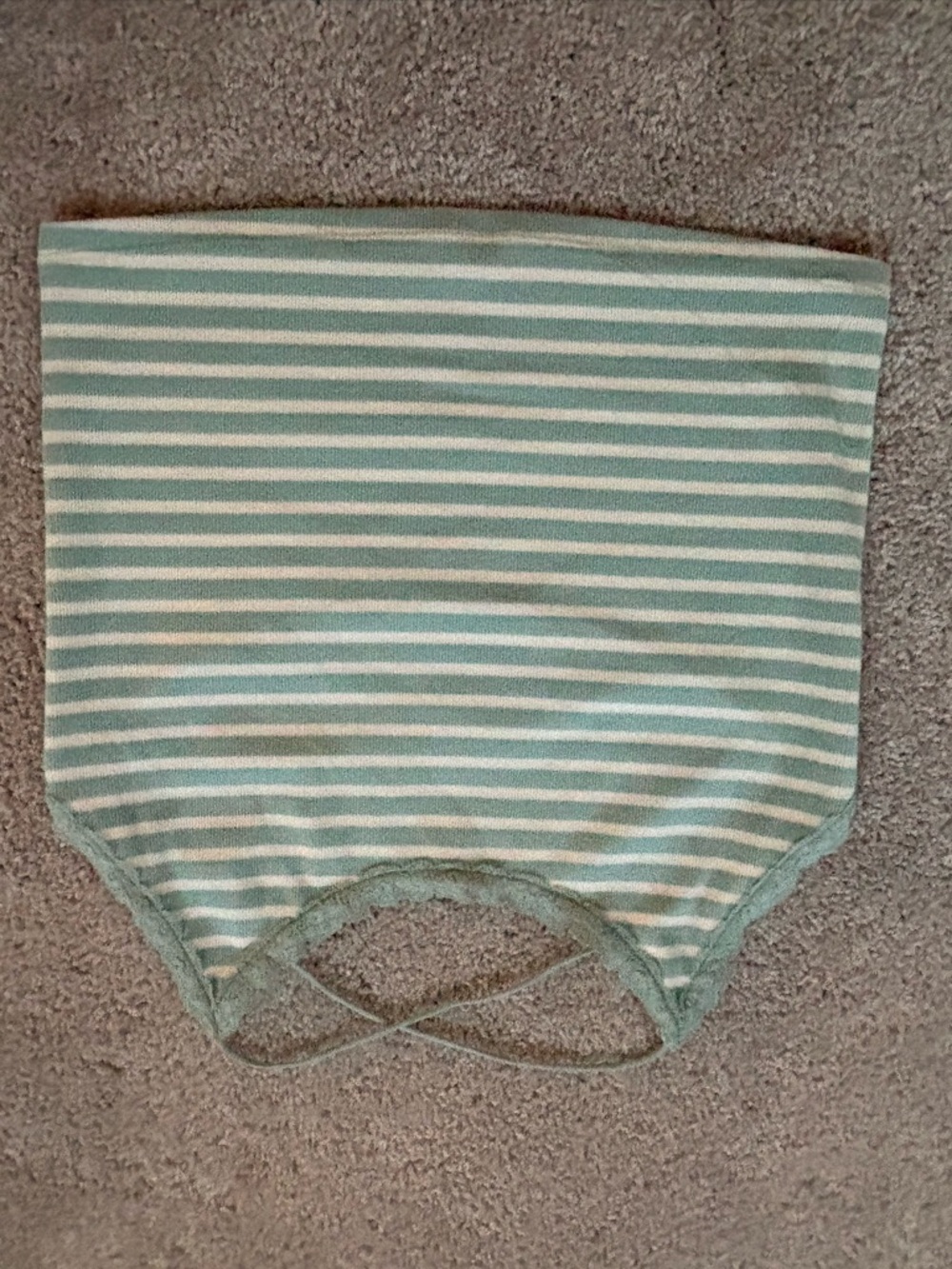 Aeropostale Teal and White Striped Crop Tank Top
